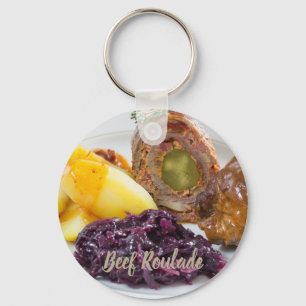 Beef Roulade with potatoes and red cabbage kitchen Keychain