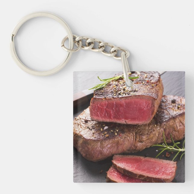 Beef steak keychain (Front)