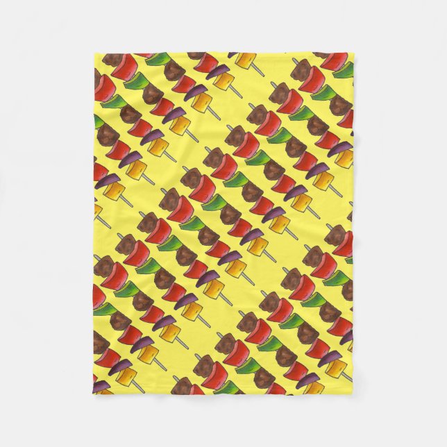 Beef Veggie Kebab Skewer Picnic Food Foodie Fleece Blanket (Front)