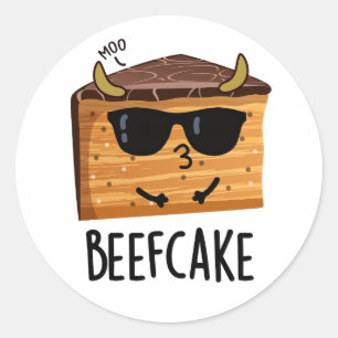 Beefcake Funny Cake Pun Classic Round Sticker