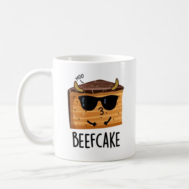 Beefcake Funny Cake Pun  Coffee Mug (Left)