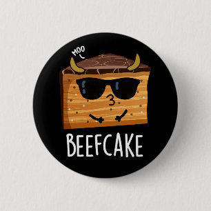 Beefcake Funny Cake Pun Dark BG Button