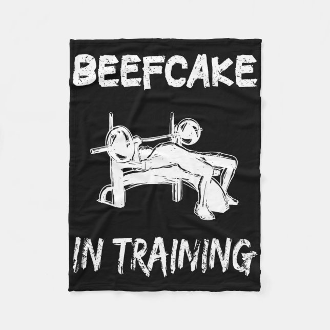 Beefcake In Training Gym Muscle Funny Bodybuilding Fleece Blanket (Front)