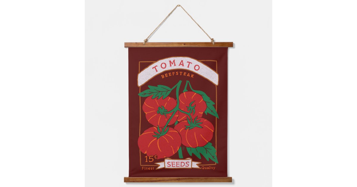 Beefsteak Tomato Seed Packet Hanging Tapestry Zazzle