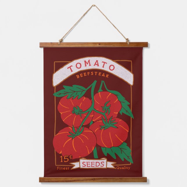 Beefsteak Tomato Seed Packet Hanging Tapestry  (Front)