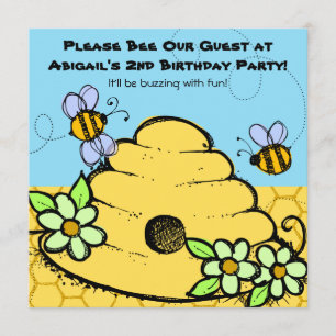 Beehive and Bees Customized  Birthday Invitations