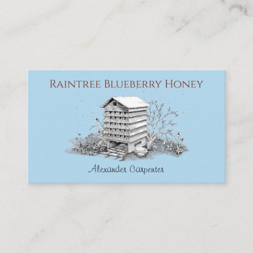 Beehive and Bees Vintage Cornflower Blue Business Card