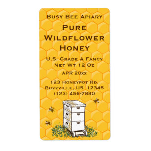 Beehive and Honeycomb Personalized Apiary Rotated  Label