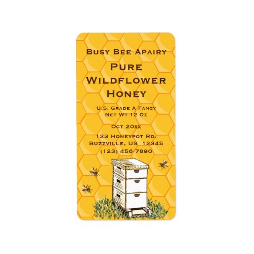 Beehive and Honeycomb Personalized Apiary Style 2 Label