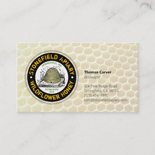 Beehive Apiary Golden Honeycomb Business Card