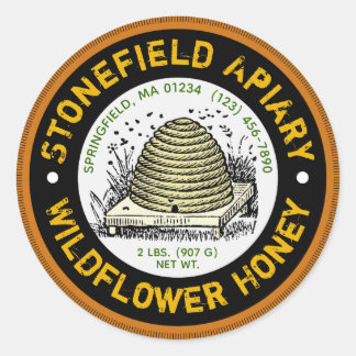Beehive Apiary Name Dark Amber Honey Jar Stickers