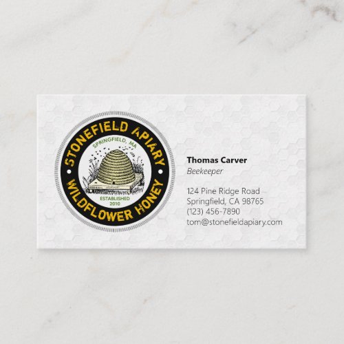 Beehive Apiary Name White Honeycomb Business Card