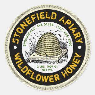 Beehive Apiary Name Wildflower Honey Jar Stickers