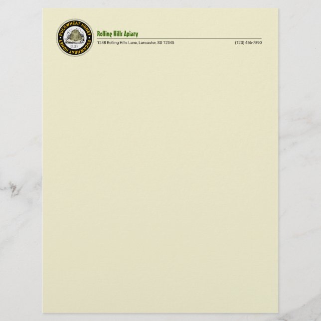 Beehive Buckwheat Honey Letterhead Stationery (Front)