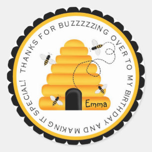 Beehive Bumble bee Birthday Favor Stickers