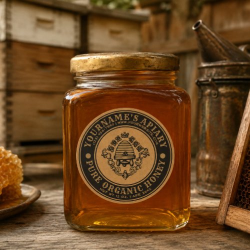 Beehive Cartouche Kraft Honey Label Template