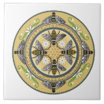 Beehive ceramic tile<br><div class="desc">All the warm colors of sweet honey flow together in this intricate design featuring beautifully stylized bees clustered around golden honeycombe and summer flowers. A unique design and tribute to one of nature’s most laborious creatures. For the bee lover, bee keeper or anyone with an eye for intricate design. Makes...</div>