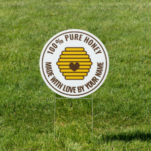 Beehive honeycomb business yard sign for beekeeper