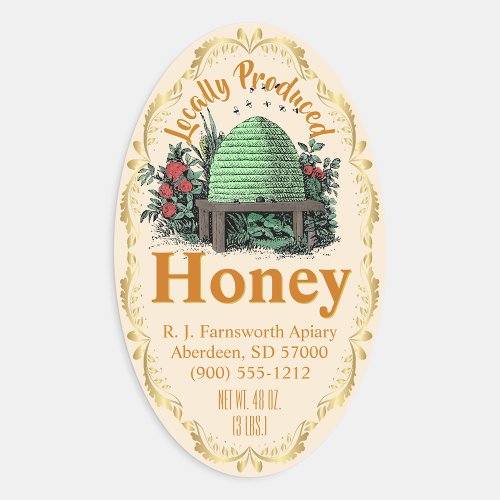 Beehive Local Antique White Honey Jar Stickers