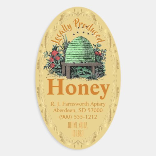 Beehive Local Yellow Gold Honey Jar Stickers