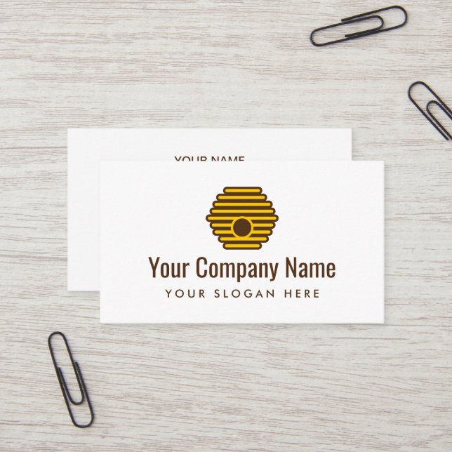 Beehive logo business card template (Front/Back In Situ)