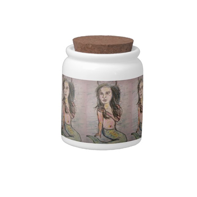 Beehive Mermaid Candy Jar (Left)