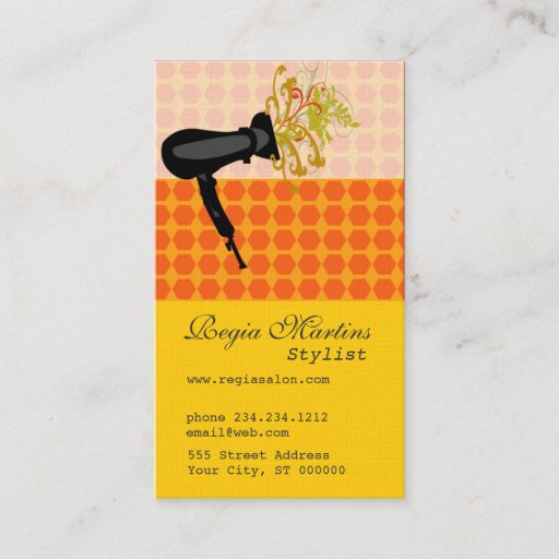 Customizable Salon Hair Dryer Business Card Templates