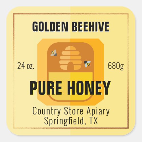 Beehive Skep Graphic Honey Jar Stickers