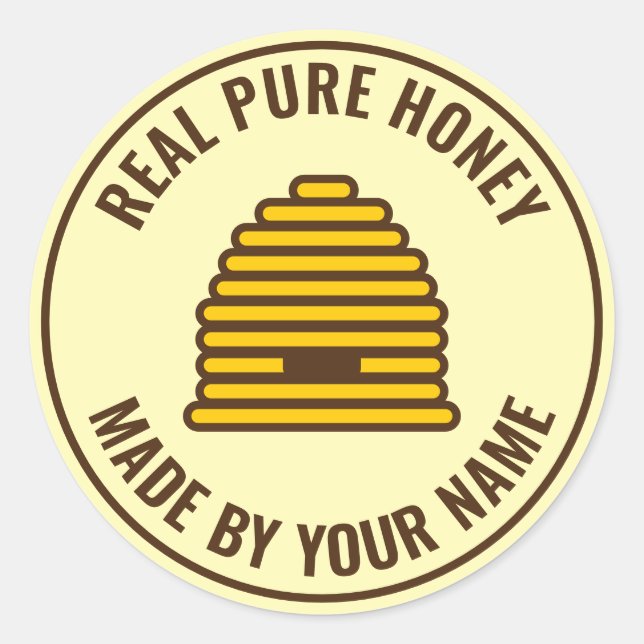 Beehive skep logo jar stickers for honey maker (Front)