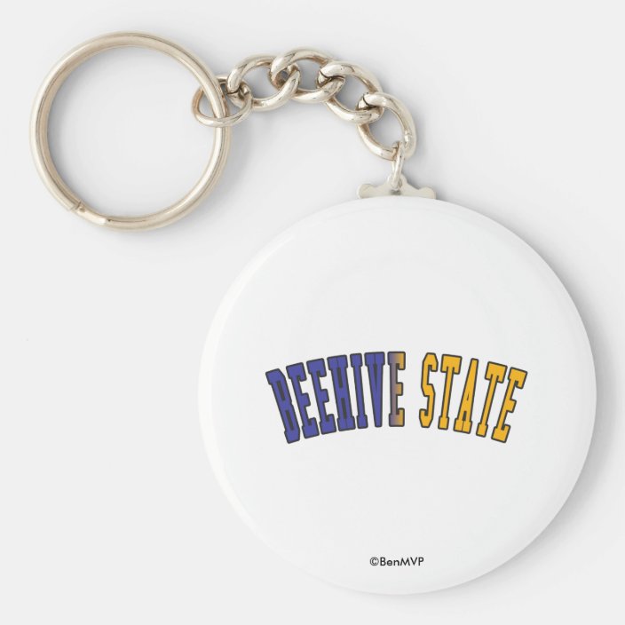 Beehive State in State Flag Colors Keychain