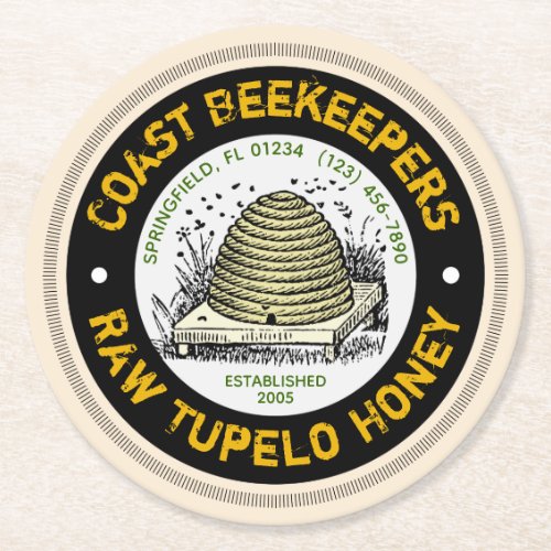 Beehive Tupelo Honey Antique White Paper Coasters