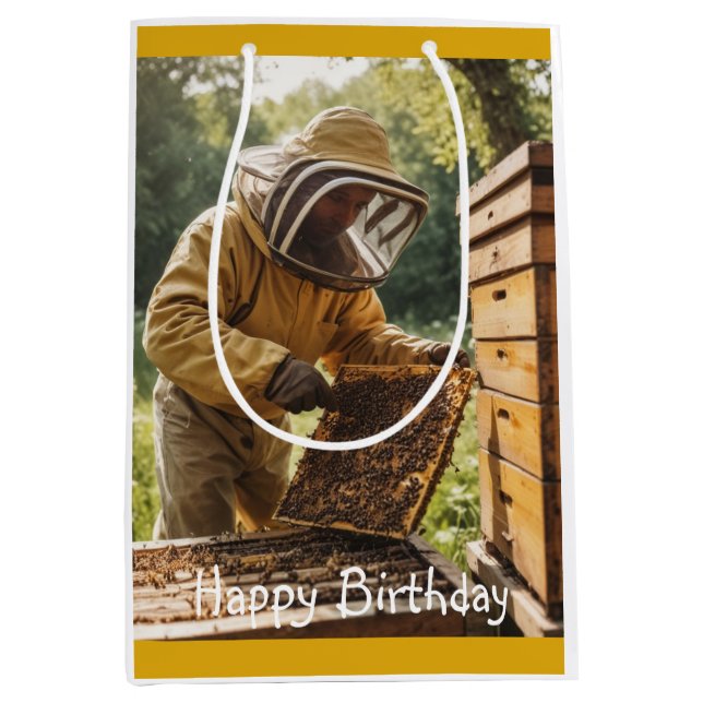 Beekeeper and Beehive Medium Gift Bag (Front)