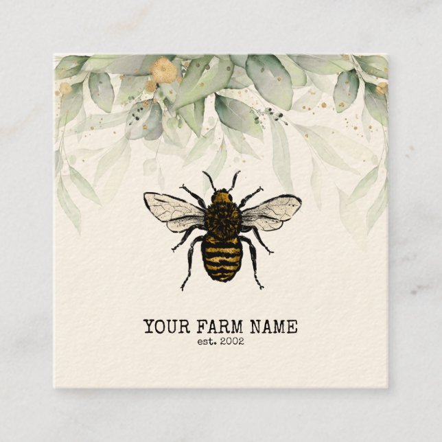 Beekeeper Apiarist Bee Farm Honeybees Honeycomb Bu Square Business Card (Front)