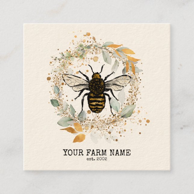 Beekeeper Apiarist Bee Farm Honeybees Honeycomb Bu Square Business Card (Front)