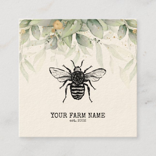 Beekeeper Apiarist Bee Farm Honeybees Honeycomb Bu Square Business Card (Front)