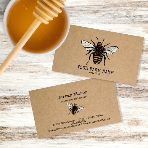 Beekeeper Apiarist Bee Farm Honeybees Honeycomb Business Card