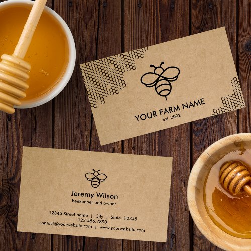 Beekeeper Apiarist Bee Farm Honeybees Honeycomb Business Card