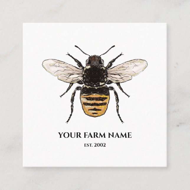 Beekeeper Apiarist Bee Farm Honeybees Honeycomb Sq Square Business Card (Front)