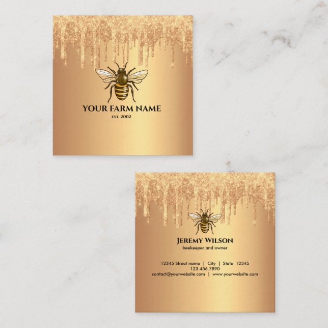 Beekeeper Apiarist Bee Farm Honeybees Honeycomb Square Business Card (Front/Back)