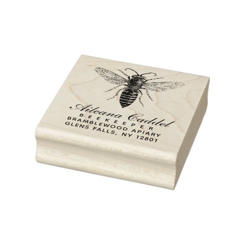 Beekeeper Apiary 1800s Queen Bee Address Rubber Stamp