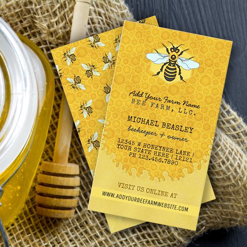 Beekeeper Apiary Bee Farm Honeybees Honeycomb Hive Business Card