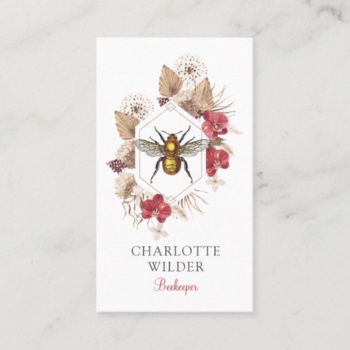 Beekeeper Apiary Bee Floral Business Card