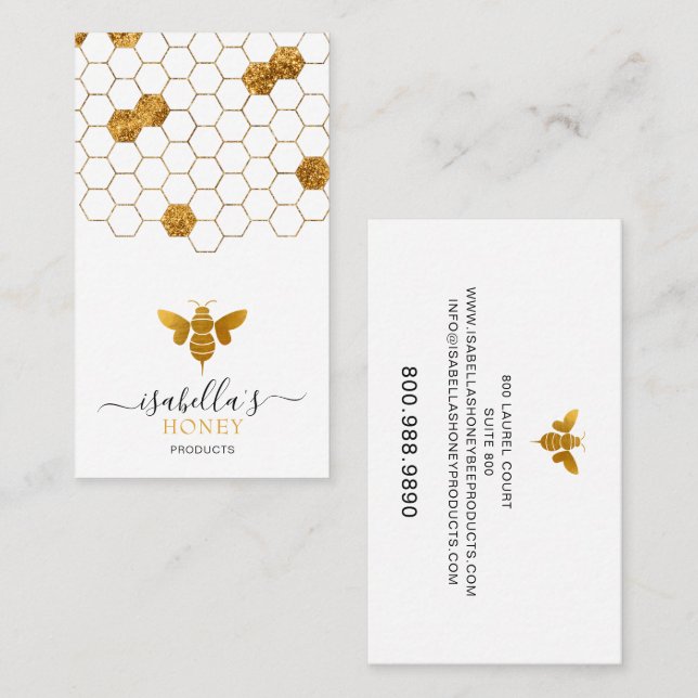 Beekeeper Apiary Honey Bee Faux Gold Foi Business Card (Front/Back)