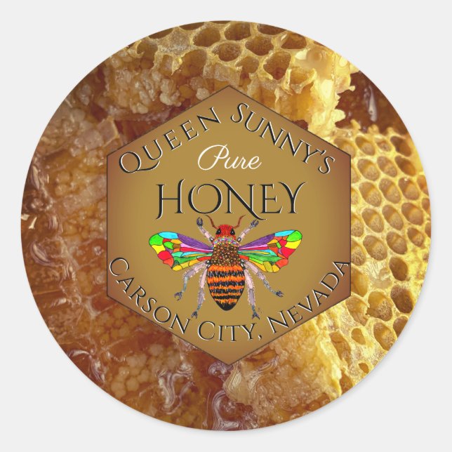 Beekeeper Apiary Honey Jar Classic Round Sticker (Front)