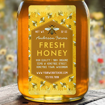 Beekeeper Apiary Honey Jar Labels Honeycomb Bees by FancyCelebration at Zazzle