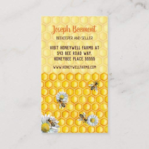 Beekeeper Apiary Honeybees Honey Seller Bee Farm Business Card Zazzle