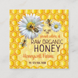 Beekeeper Apiary Honeybees Honey Seller Bee Farm Square Business Card
