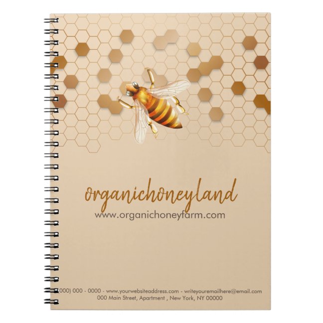 Beekeeper Apiary Honeycomb Gold Elegant Notebook