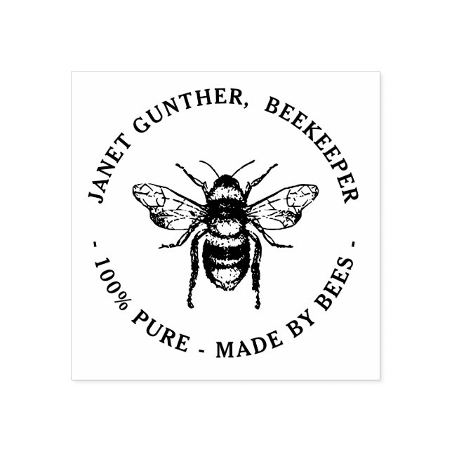 Beekeeper Apiary Stamp with Honeybee (Imprint)
