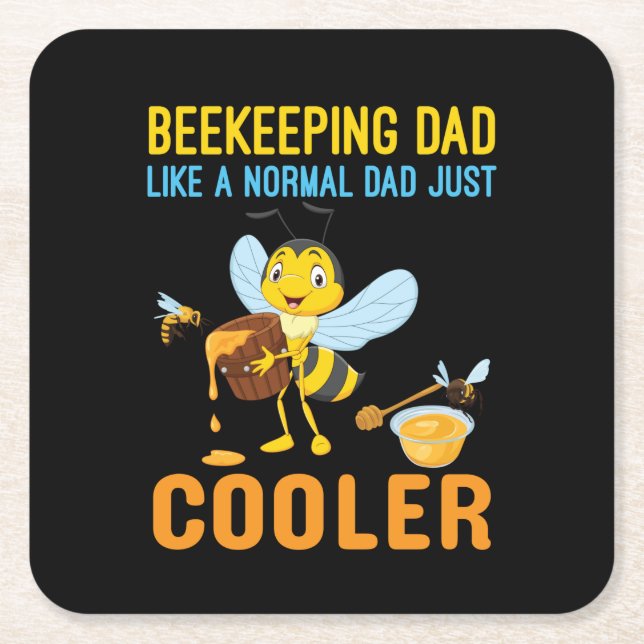 Beekeeper Art BeeKeeping Dad Square Paper Coaster (Front)